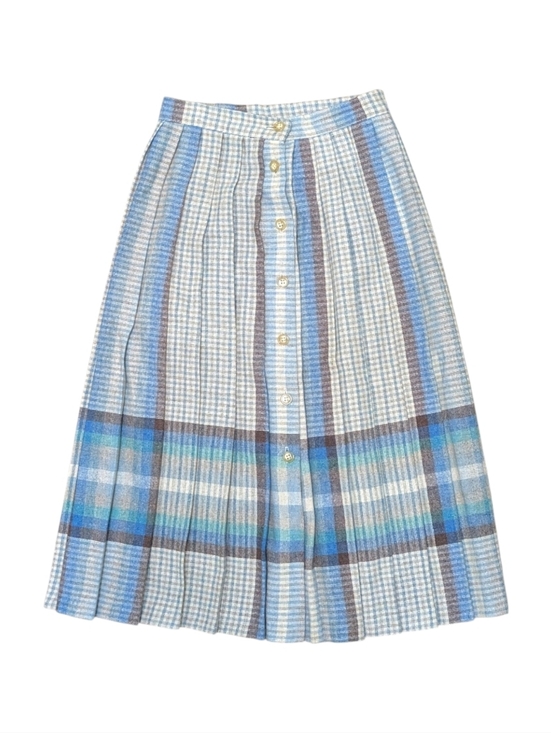 peapod Dresses & Skirts - Vintage 70s Peapod Pleated Brown Checkered Wool Blend Midi Academia Skirt XS